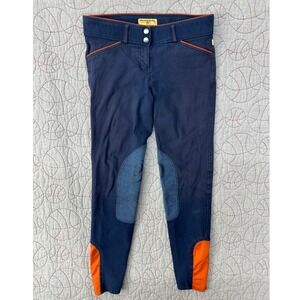 Devon-Aire‎ Riding Breeches Navy Blue Orange Knee Patch / Womens 26R
